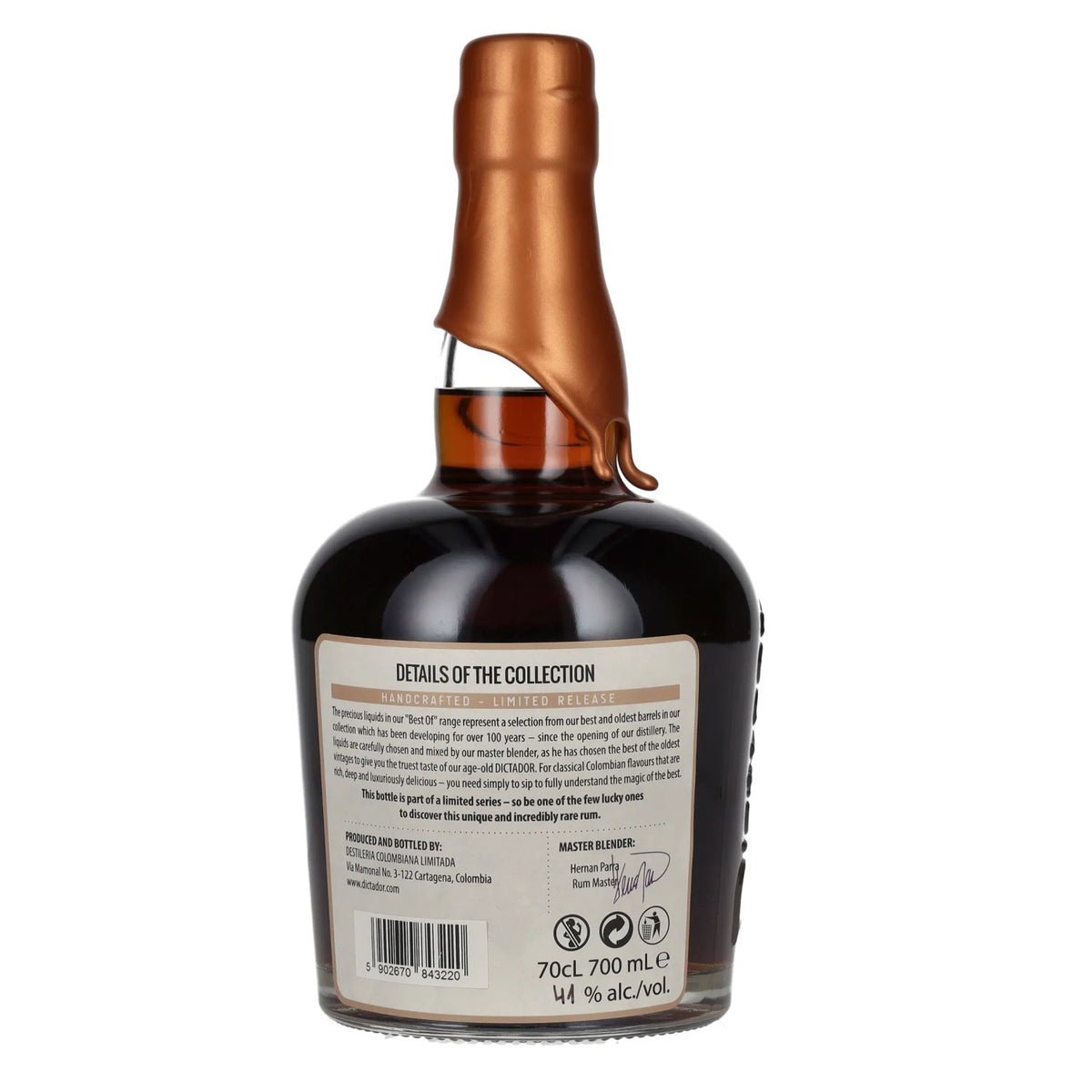 Dictador BEST OF 1978 APASIONADO Colombian Rum 40YO/211217/EX-P142 41% vol. 0.7l