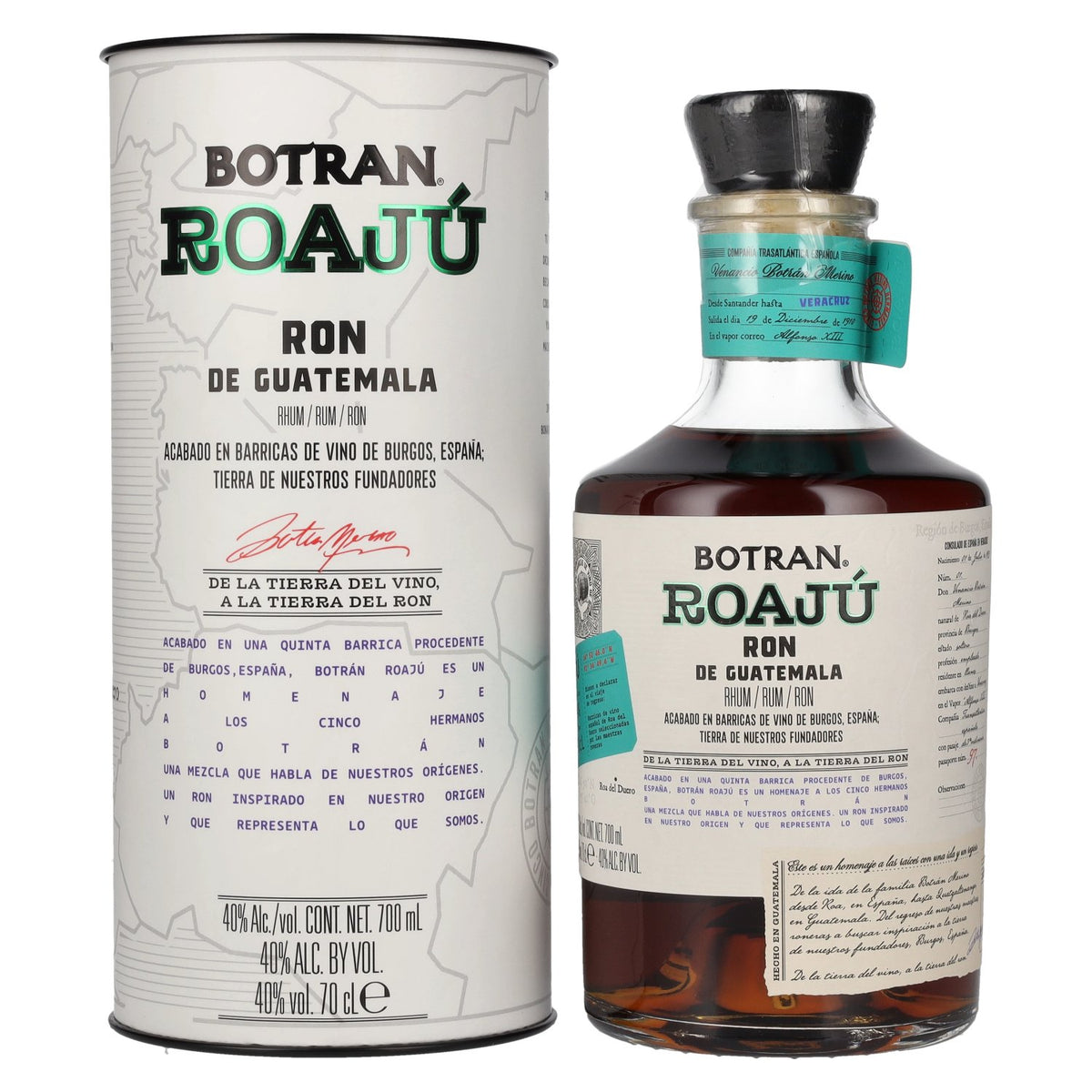 Botran ROAJÚ Ron de Guatemala, rhum 40 % vol., 0,7 l, dans un coffret cadeau