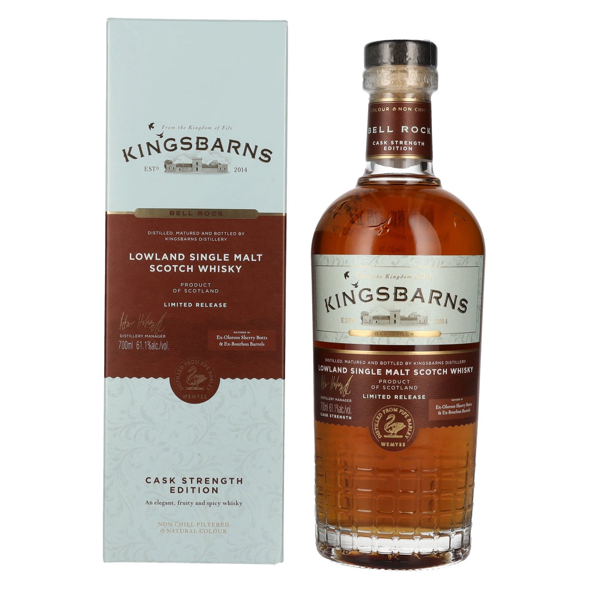 Kingsbarns BELL ROCK Lowland Single Malt Scotch Cask Strength 61.1% vol. 0.7l in a gift box
