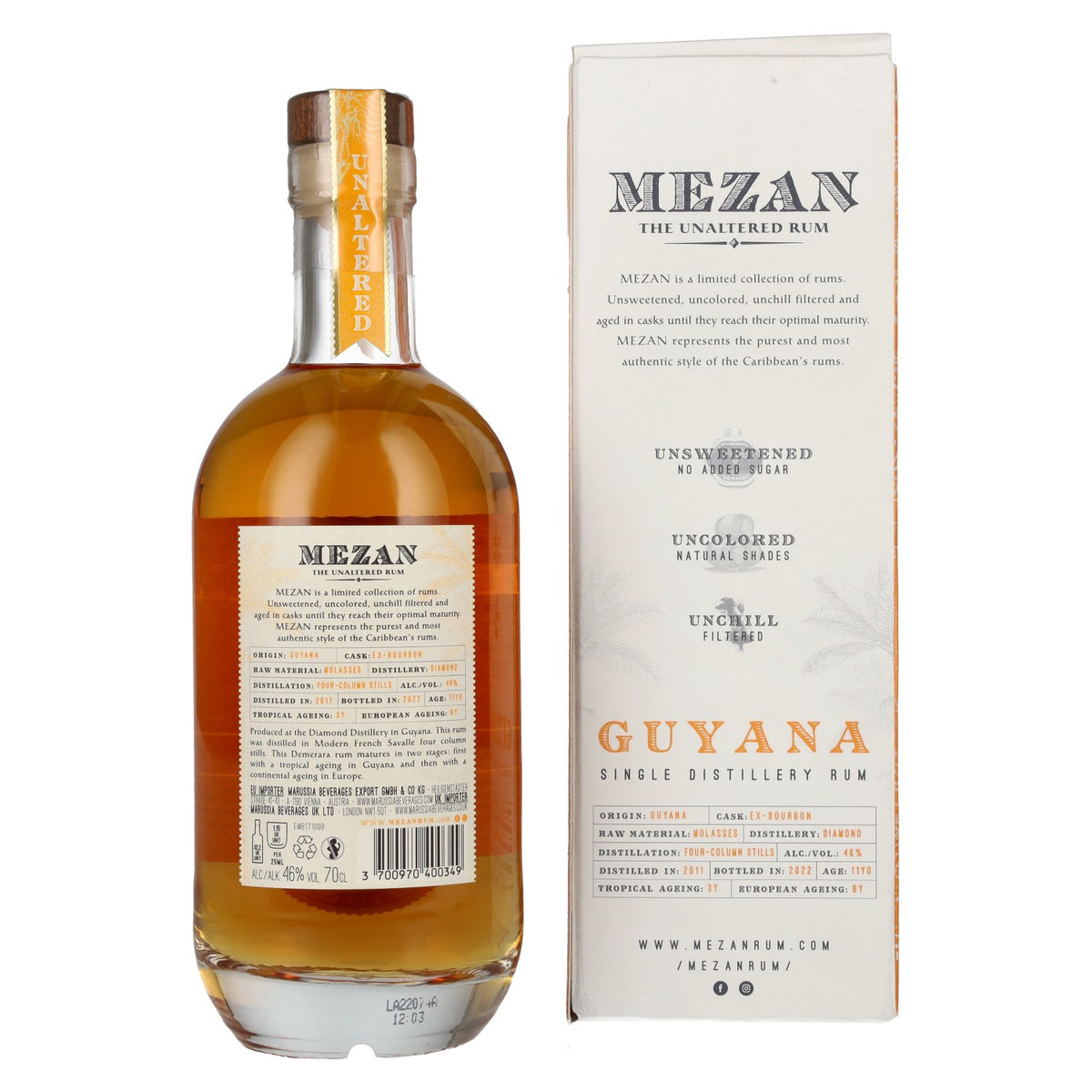 Mezan The Unaltered Rum Guyana 2011 46% Vol. 0,7l in Geschenkbox