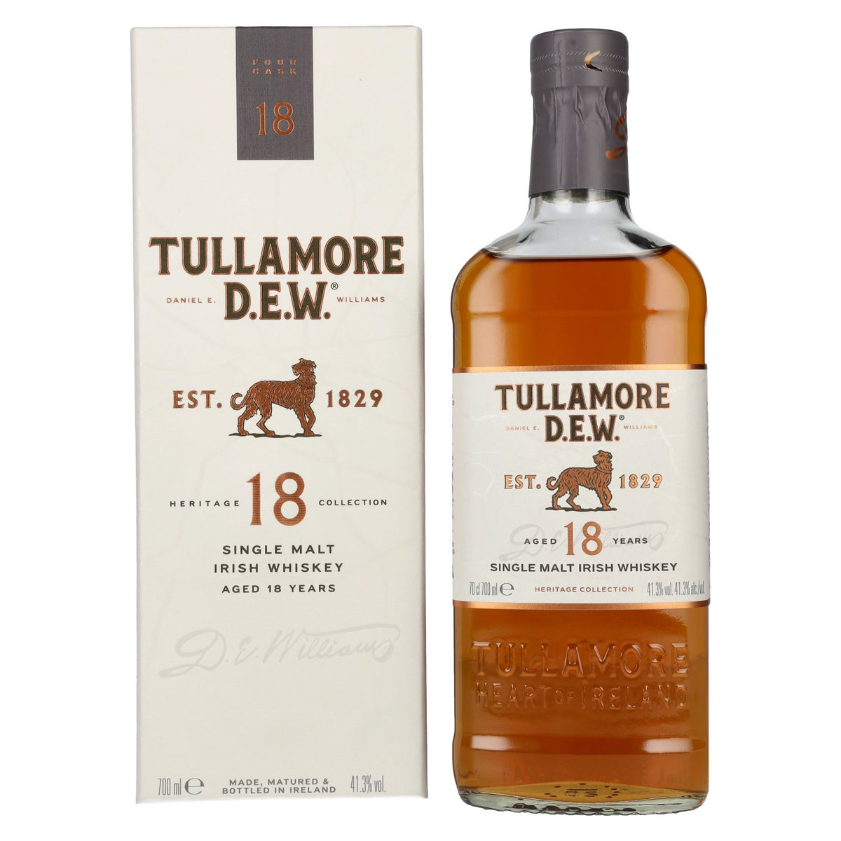 Tullamore D.E.W. 18-Year-Old Single Malt Irish Whiskey 41.3% ABV 0.7l in a gift box