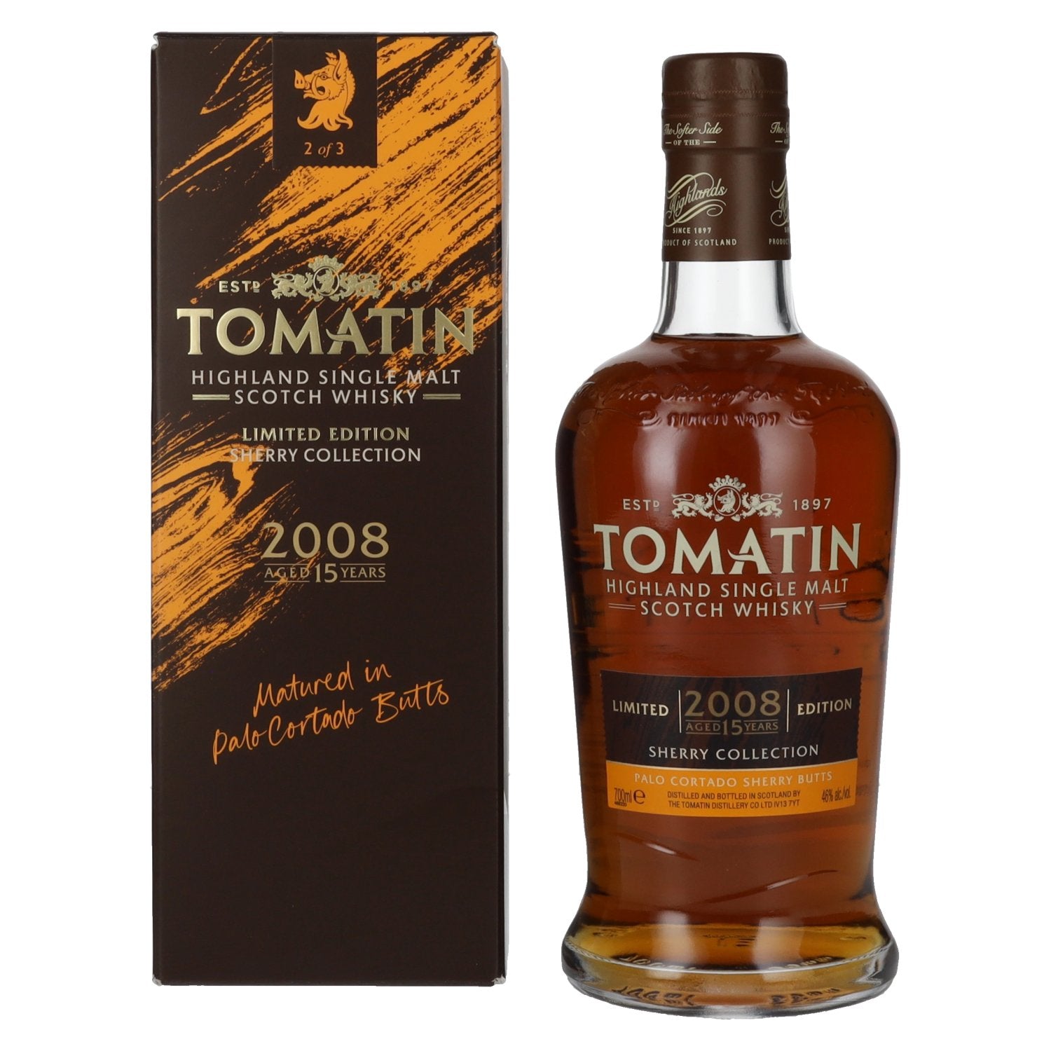 Tomatin 15 Years Old SHERRY COLLECTION Palo Cortado Sherry Butts Limited Edition 2008 46% Vol. 0,7l in gift box