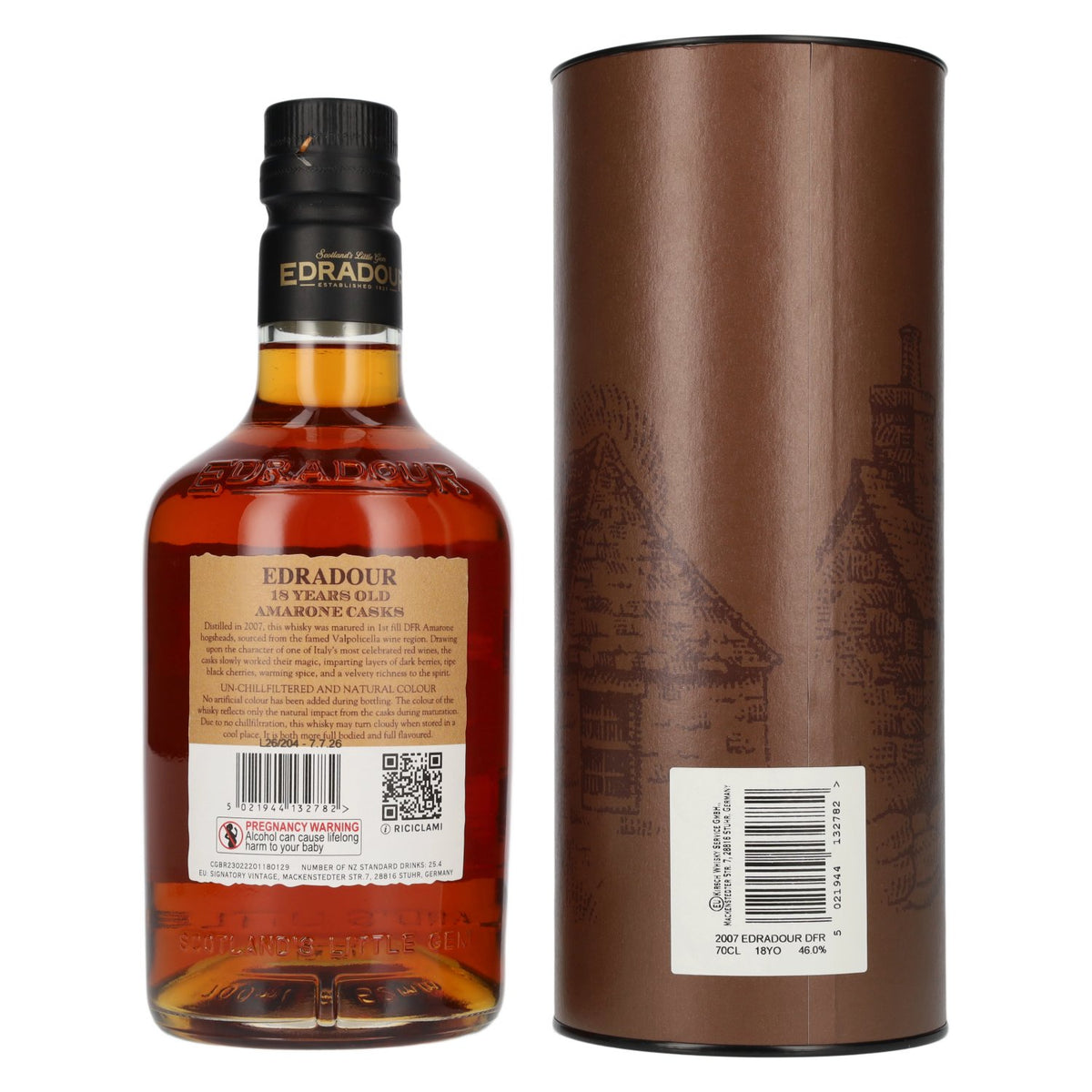 Edradour 18 Years Old DFR Amarone Cask Highland Single Malt Whisky 46% vol. 0.7 l in a gift box