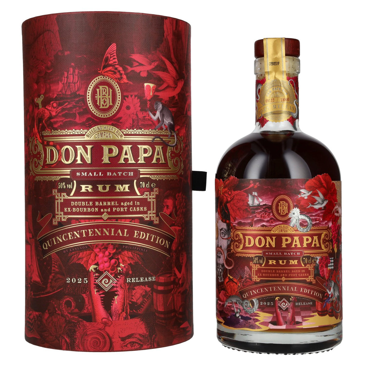 Don Papa 7 Years Old Small Batch Ex-Bourbon &amp; Port Casks Rum Quincentennial Edition 50% Vol. 0.7l in a gift box