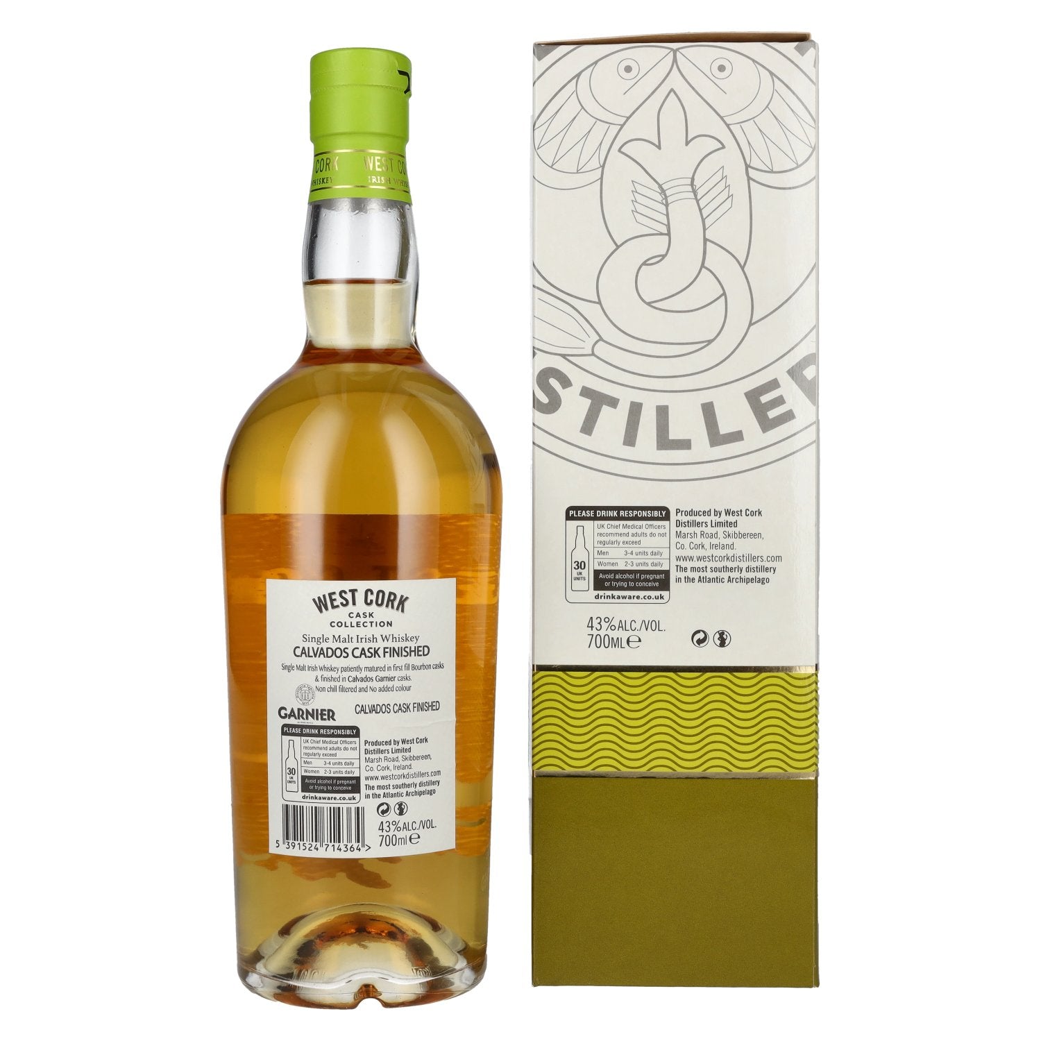 West Cork Single Malt Irish Whiskey CALVADOS CASK FINISHED 43% Vol. 0,7l in gift box