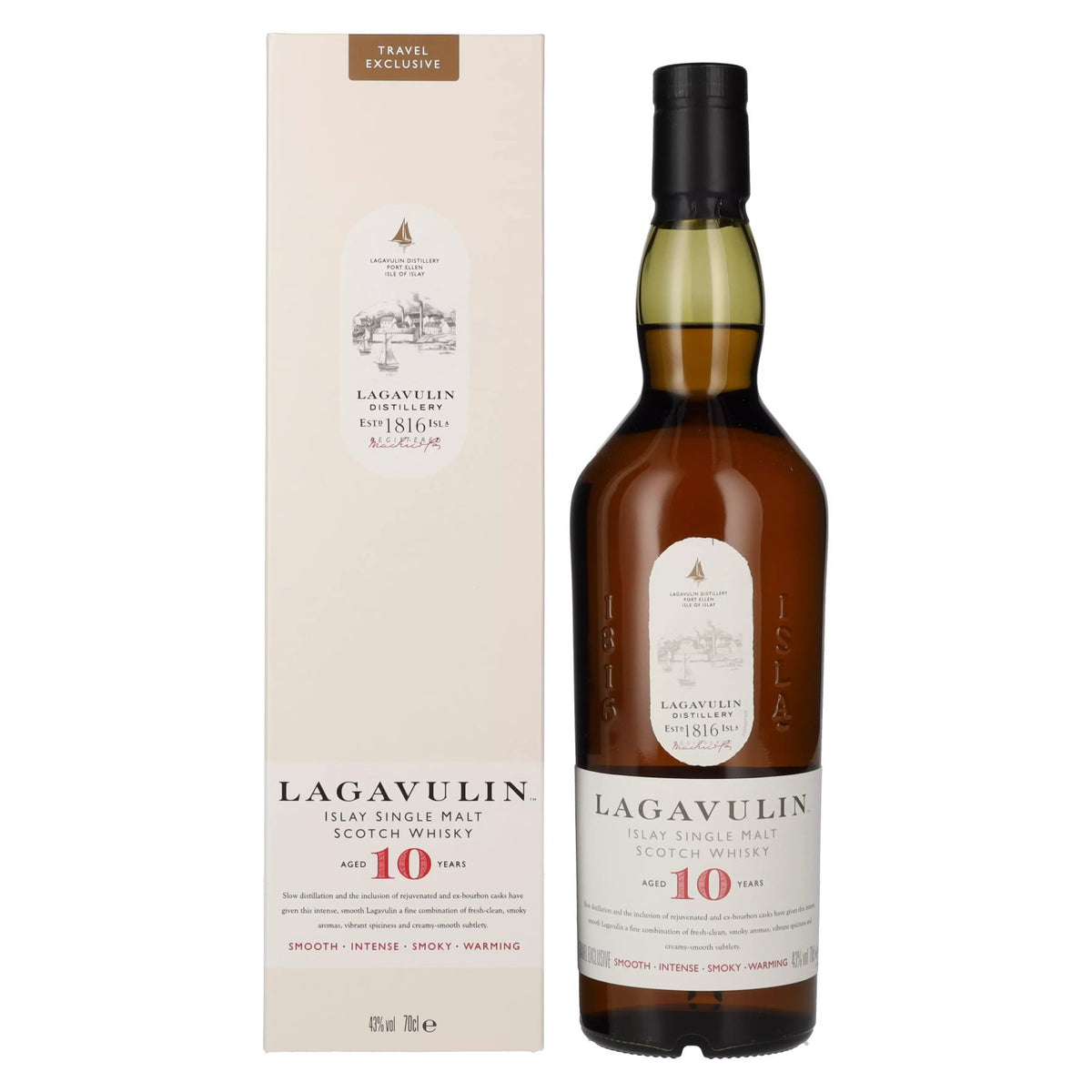 Whisky single malt Lagavulin 10 ans d'âge, 43 % vol., 0,7 l, dans un coffret cadeau