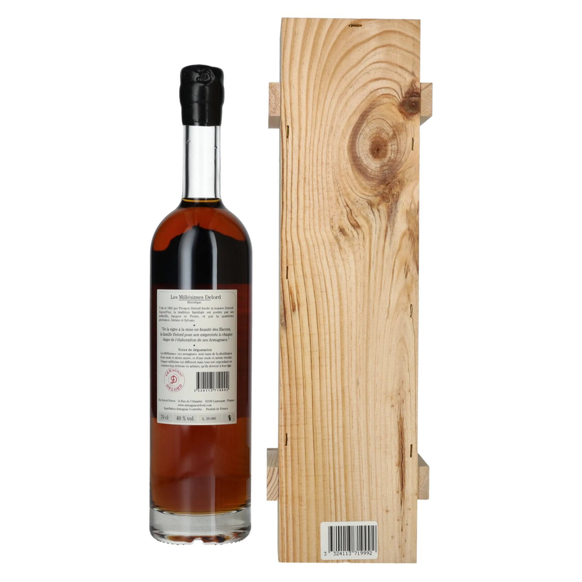 Vieux Armagnac Delord Vintage Récolte 1999, 40 % vol., 0,7 l, dans un coffret en bois