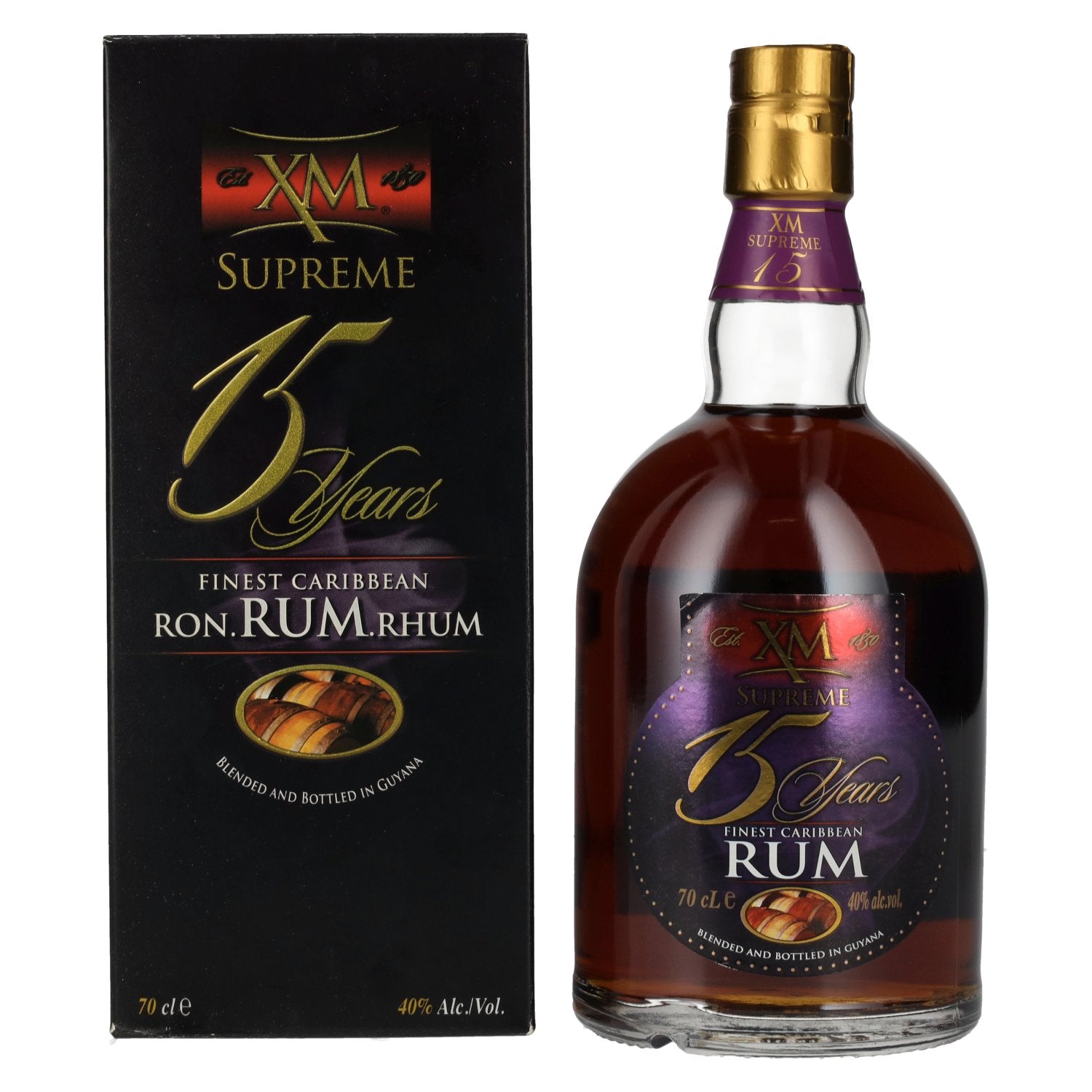 XM SUPREME 15 Years Old Finest Caribbean Rum 40% Vol. 0,7l en boîte cadeau