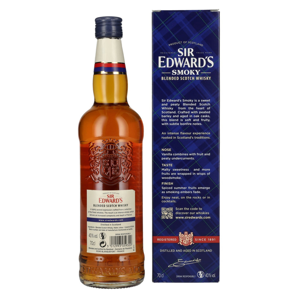Sir Edward's SMOKY Blended Scotch Whisky 40% Vol. 0,7l in Geschenkbox