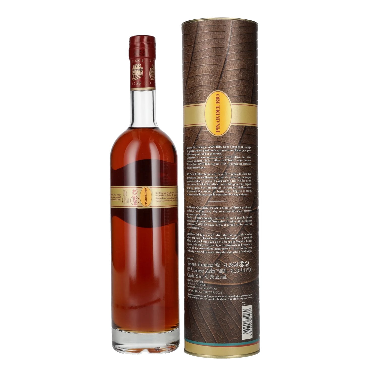 Gautier Cognac XO PINAR DEL RIO Exclusive Cigar Blend 41,2% Vol. 0,7l in Geschenkbox