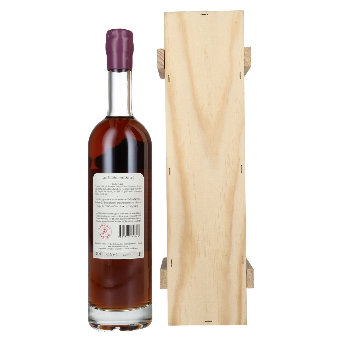Oude Armagnac Delord Vintage Récolte 1976 40% vol. 0,7 l in houten kist