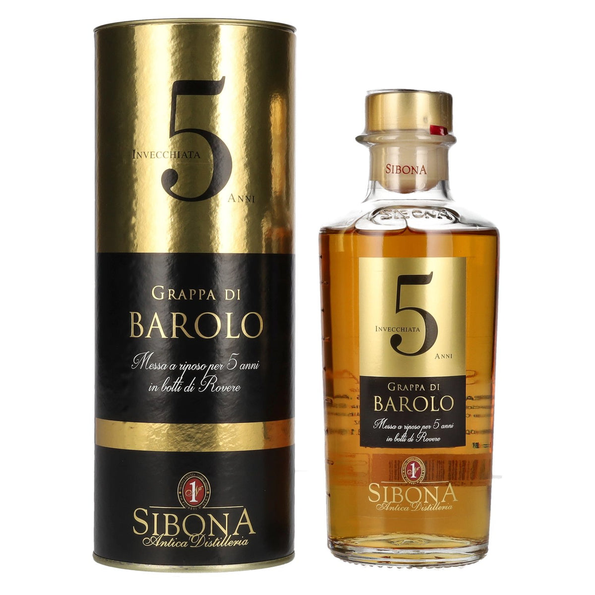 Sibona 5-Year-Old Aged Grappa di BAROLO 44% vol. 0.5 l in a gift box