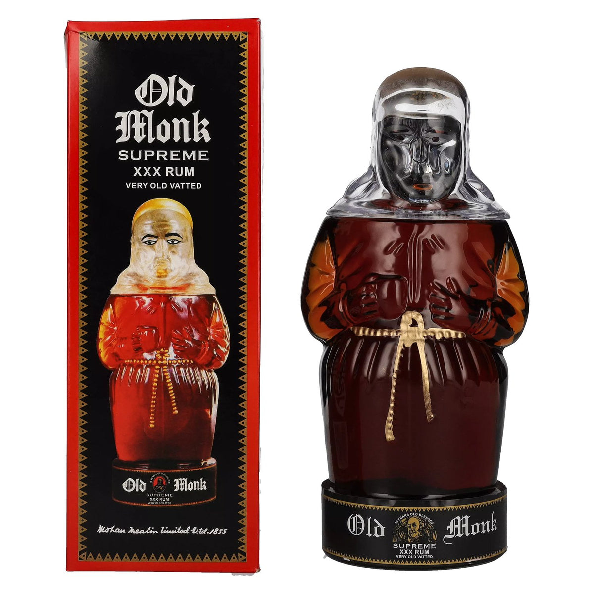 Old Monk Supreme XXX Rum 42.8% ABV, 0.7 litres, in a gift box