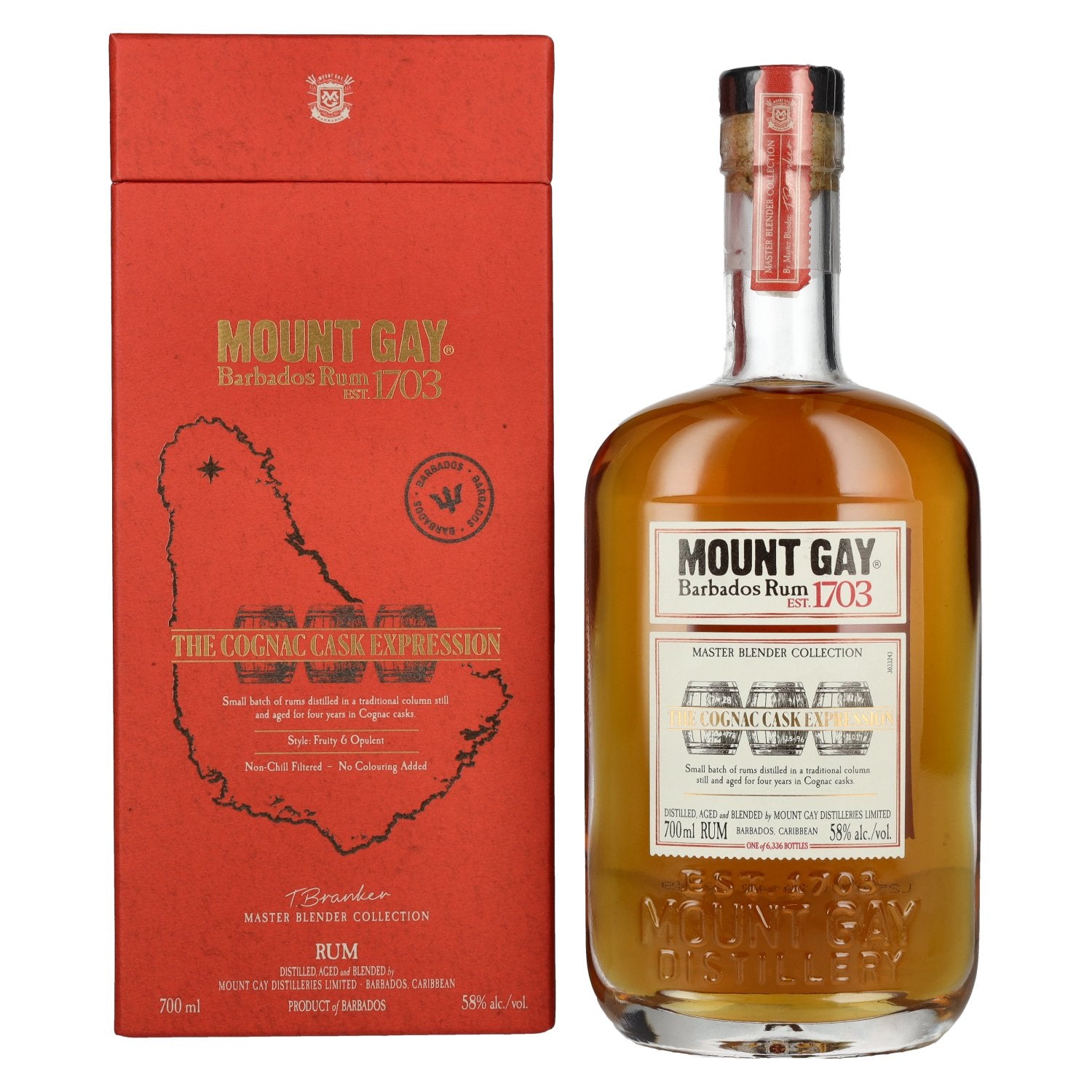 Mount Gay The Cognac Cask Expression MASTER BLENDER COLLECTION 58% vol. 0,7l en boîte cadeau