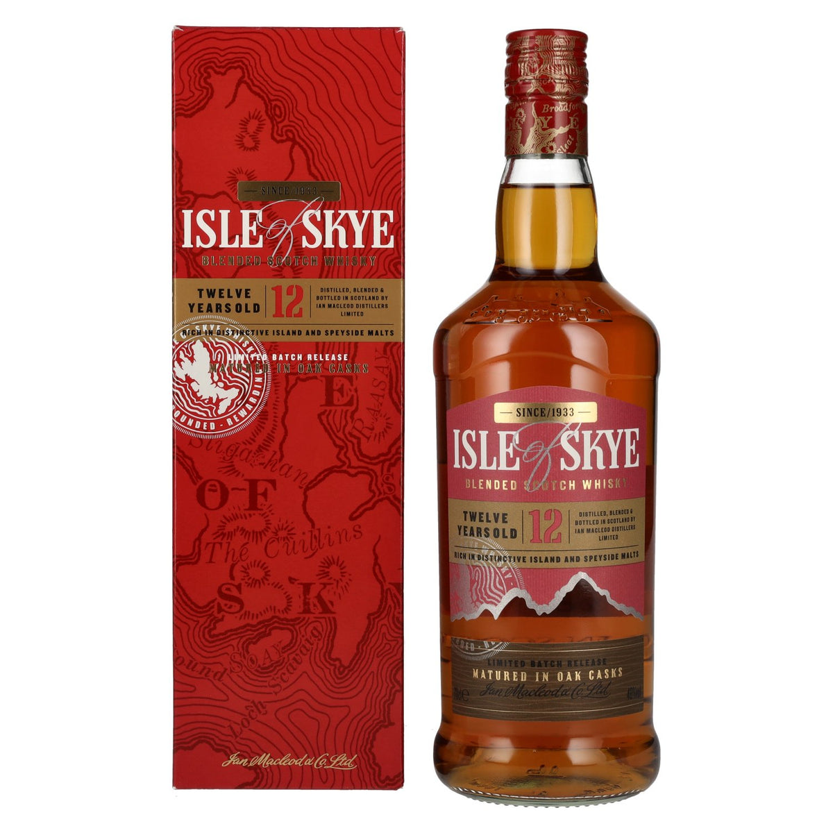 Whisky écossais blended « Isle of Skye » 12 ans d'âge, 40 % vol., 0,7 l, dans un coffret cadeau