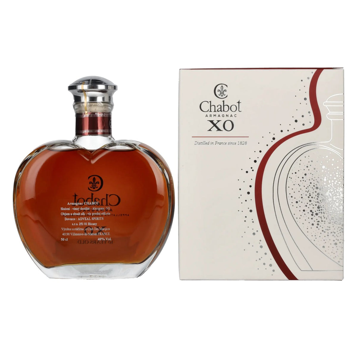 Chabot Armagnac 10 Years Old XO Coeur Silver Edition 40% vol. 0.5 l in a gift box
