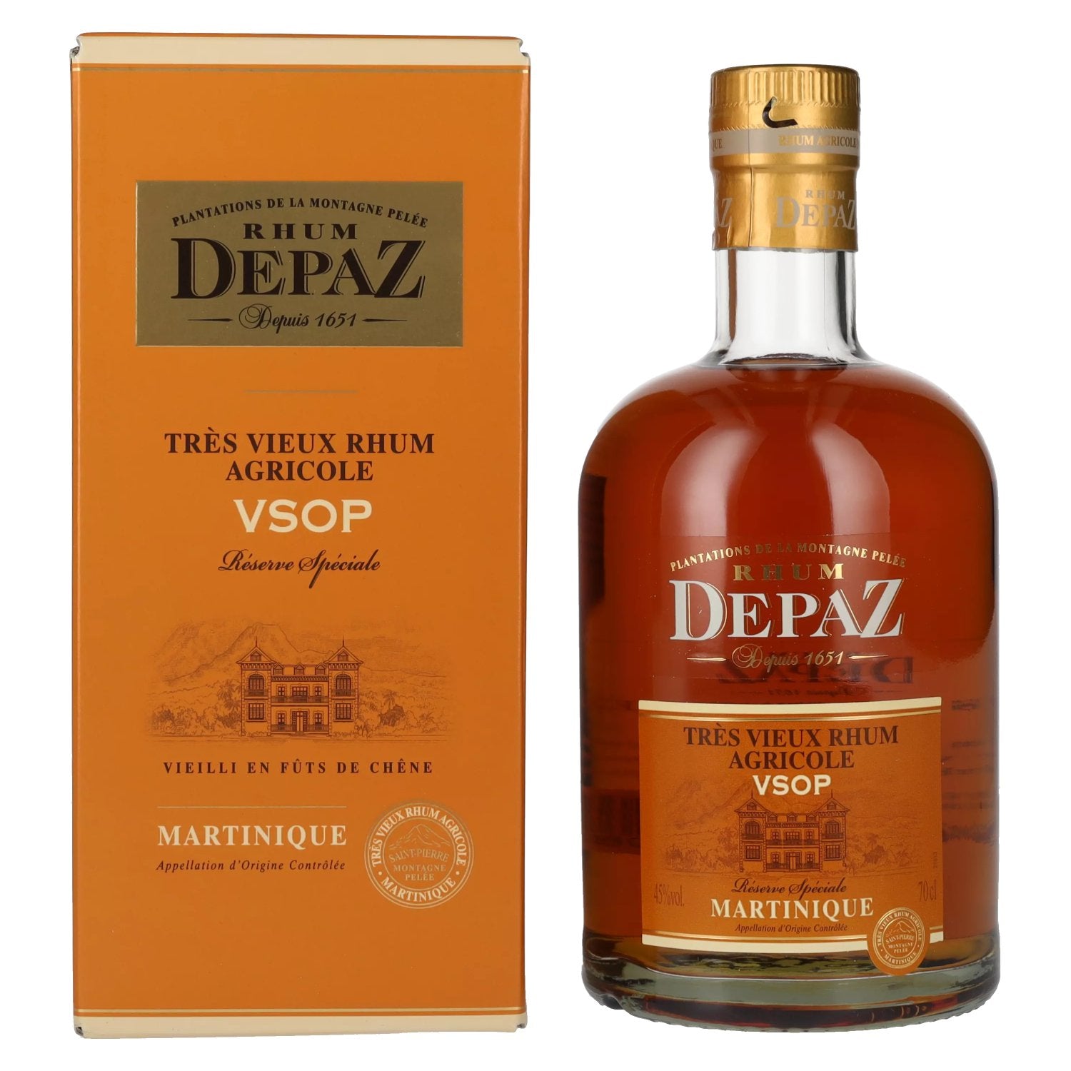 Depaz Rhum Très Agricole Vieux VSOP 45% Vol. 0,7l in geschenkverpakking