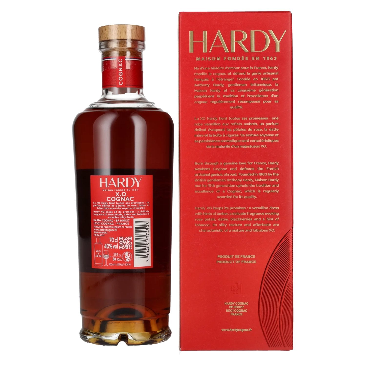 Hardy XO Fine Champagne Cognac 40% Vol. 0,7l in geschenkverpakking