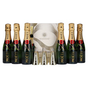 Moët &amp; Chandon Champagne AT HOME PACK 12% vol. 6 x 0,2 l in geschenkverpakking met Bottle Sippers
