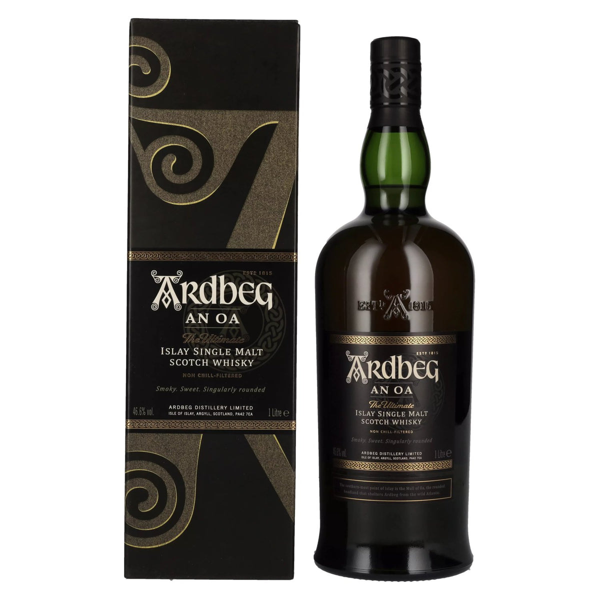 Ardbeg AN OA Islay Single Malt 46,6 % vol., 1 l, dans un coffret cadeau