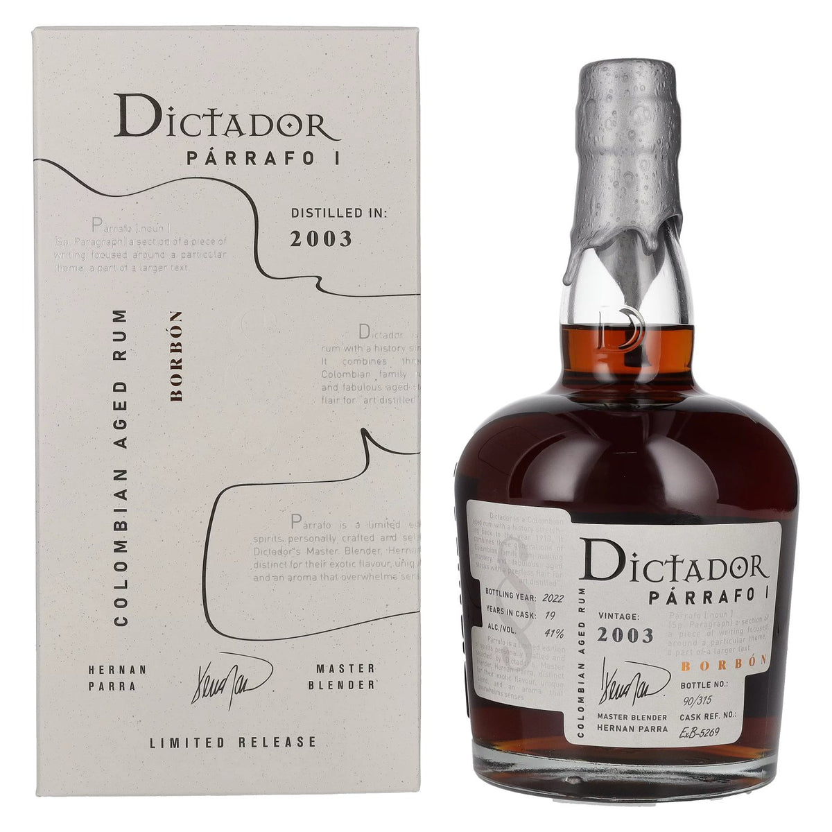 Dictador PÁRRAFO I 19 Years Old BORBÓN Vintage 2003 41% vol. 0.7 l in a gift box