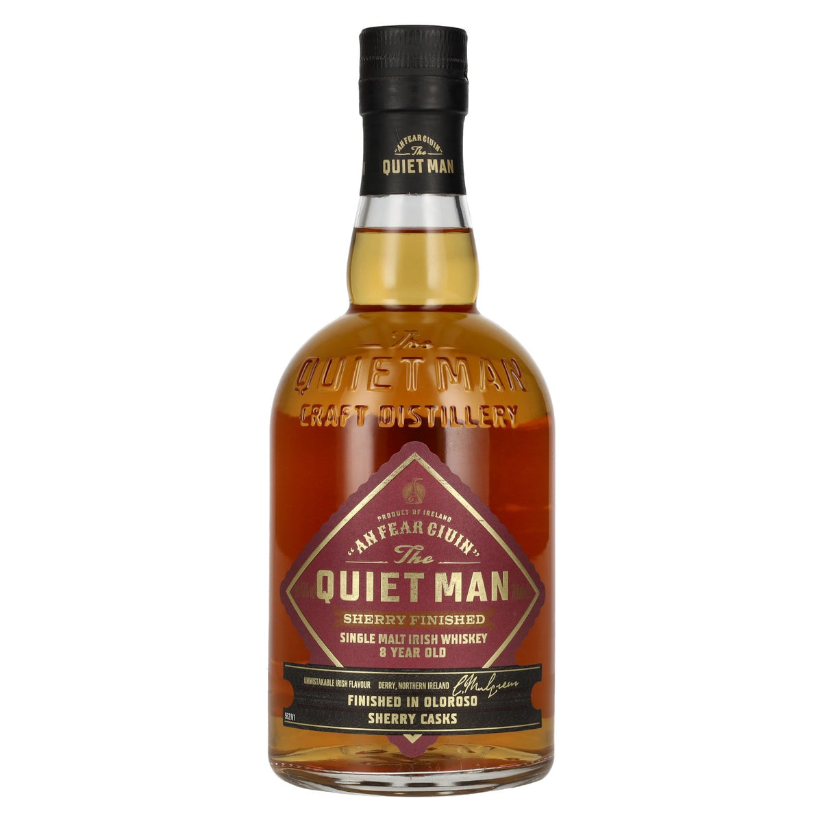 The Quiet Man Irish Whiskey AN FEAR CIUIN 8 Year Old SHERRY CASK Single Malt Irish Whiskey 43% ABV 0.7l