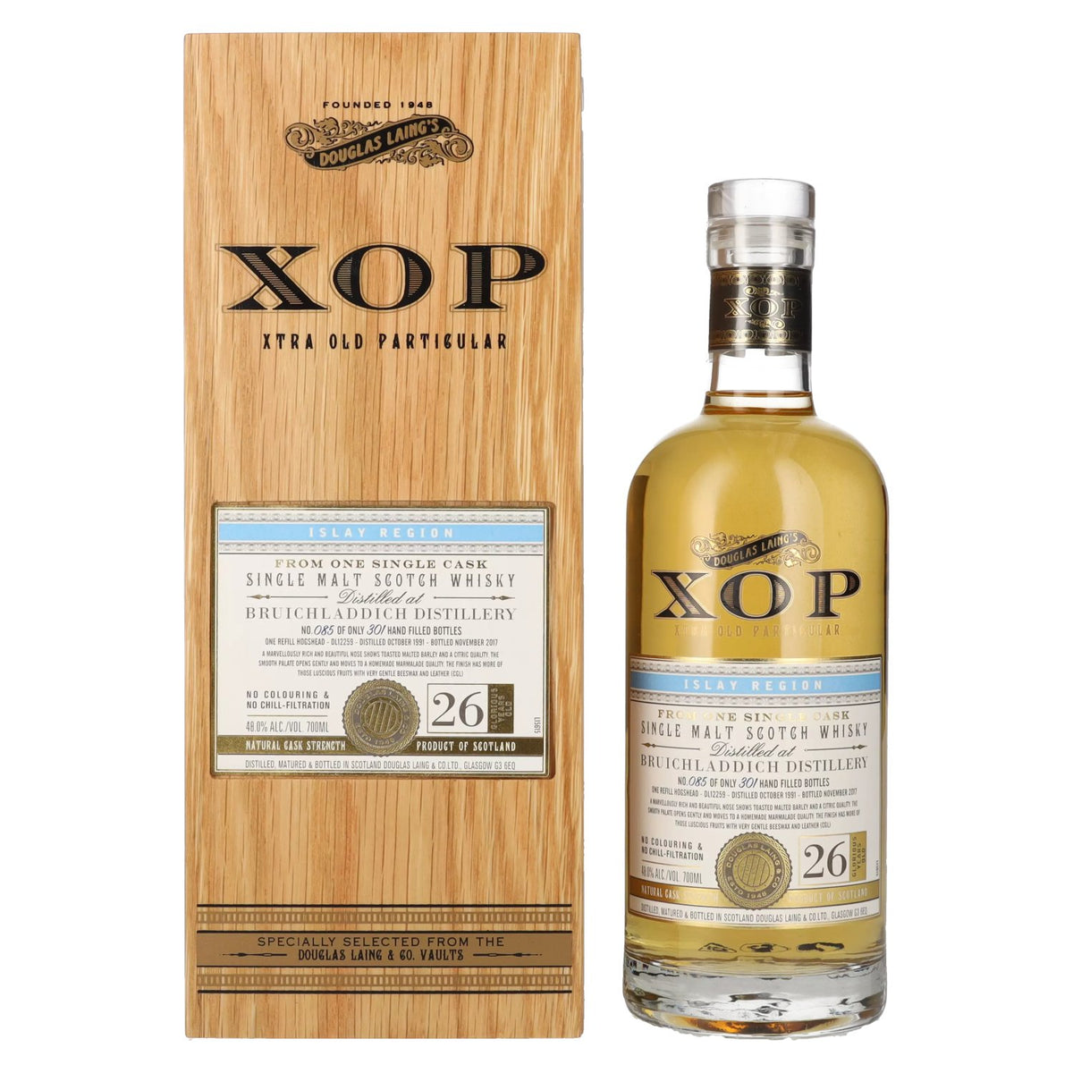 Douglas Laing XOP Bruichladdich 26 Years Old Single Cask Malt 1991 48% vol. 0.7 l in a wooden box