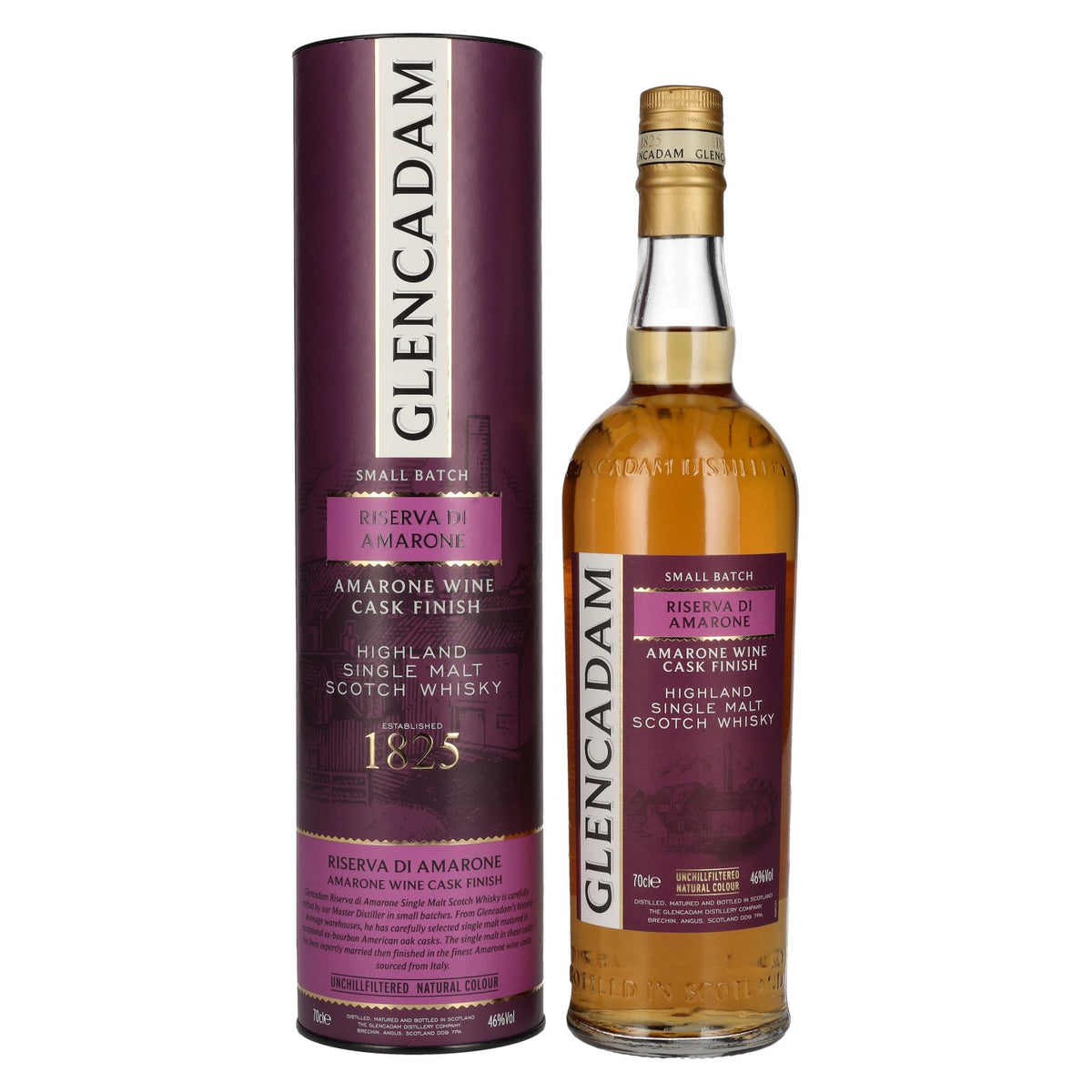 Glencadam RISERVA DI AMARONE Single Malt AMARONE WINE CASK FINISH 46 % vol. 0,7 l dans un coffret cadeau