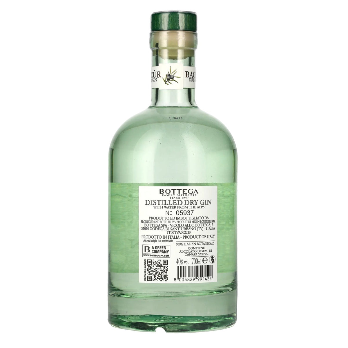 Bottega BACÛR The Wild Green Distilled Dry Gin 40% vol. 0,7 l