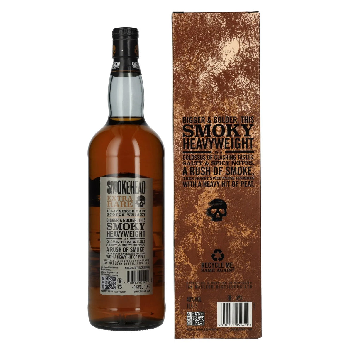 Smokehead EXTRA RARE Islay Single Malt Scotch Whisky Gold Design 40% vol. 1 l in geschenkverpakking
