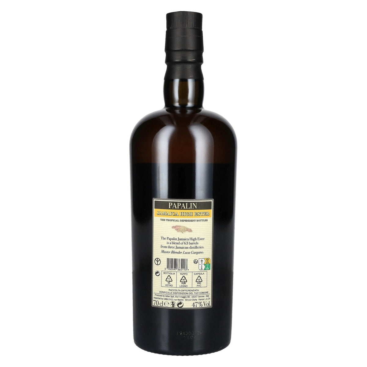 Papalin 5 ans d'âge, rhum jamaïcain à haute teneur en esters, 47 % vol., 0,7 l