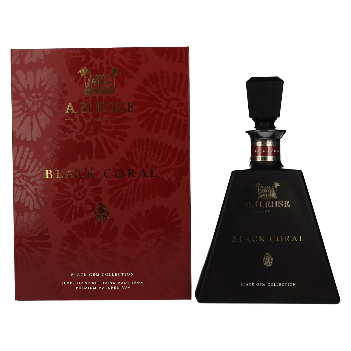 A.H. Riise Black BLACK CORAL Gem Collection Spirit Drink 45,8% vol. 0,7l en boîte cadeau