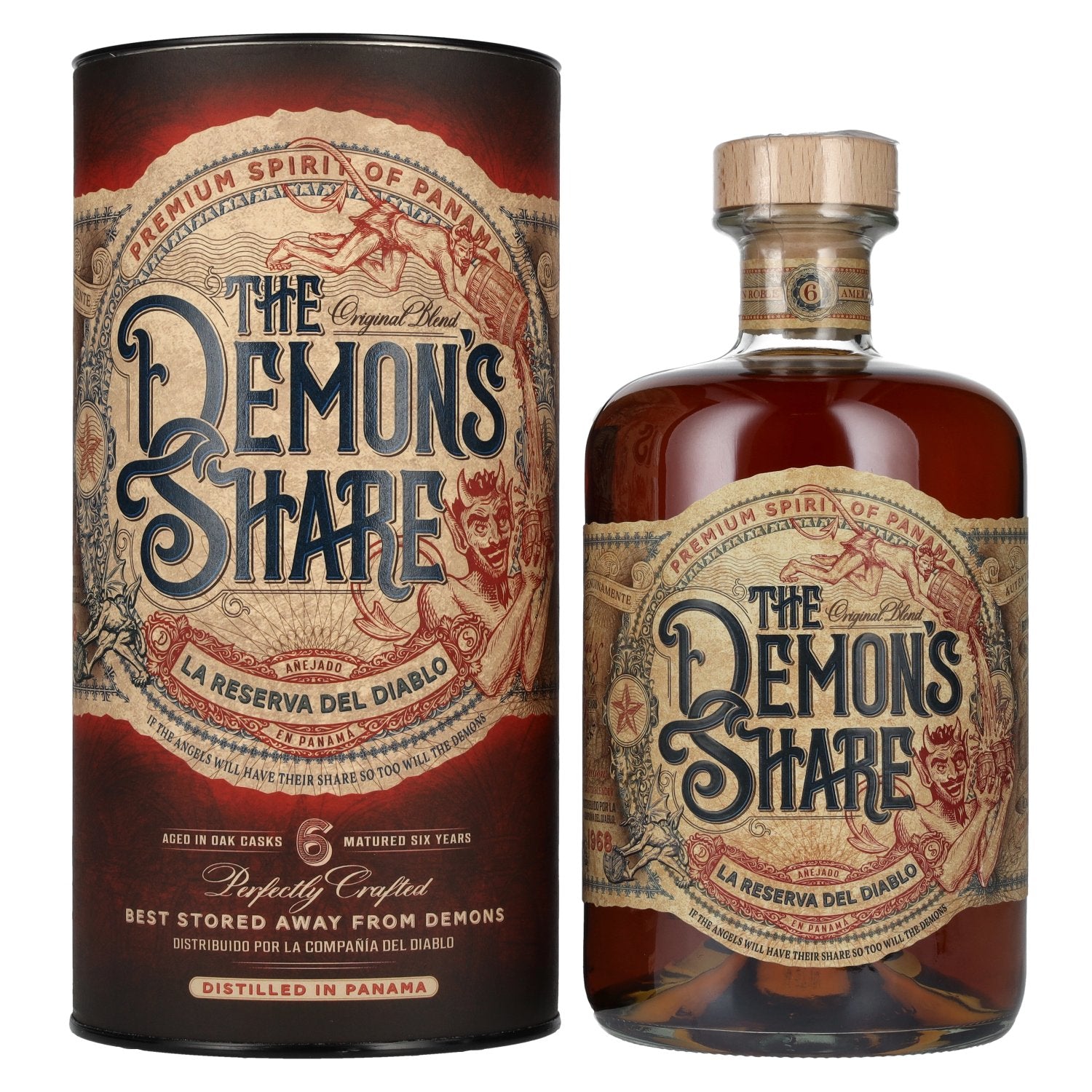 The Demon's Share 6 jaar oude gedistilleerde drank 40% Vol. 0,7l in geschenkverpakking