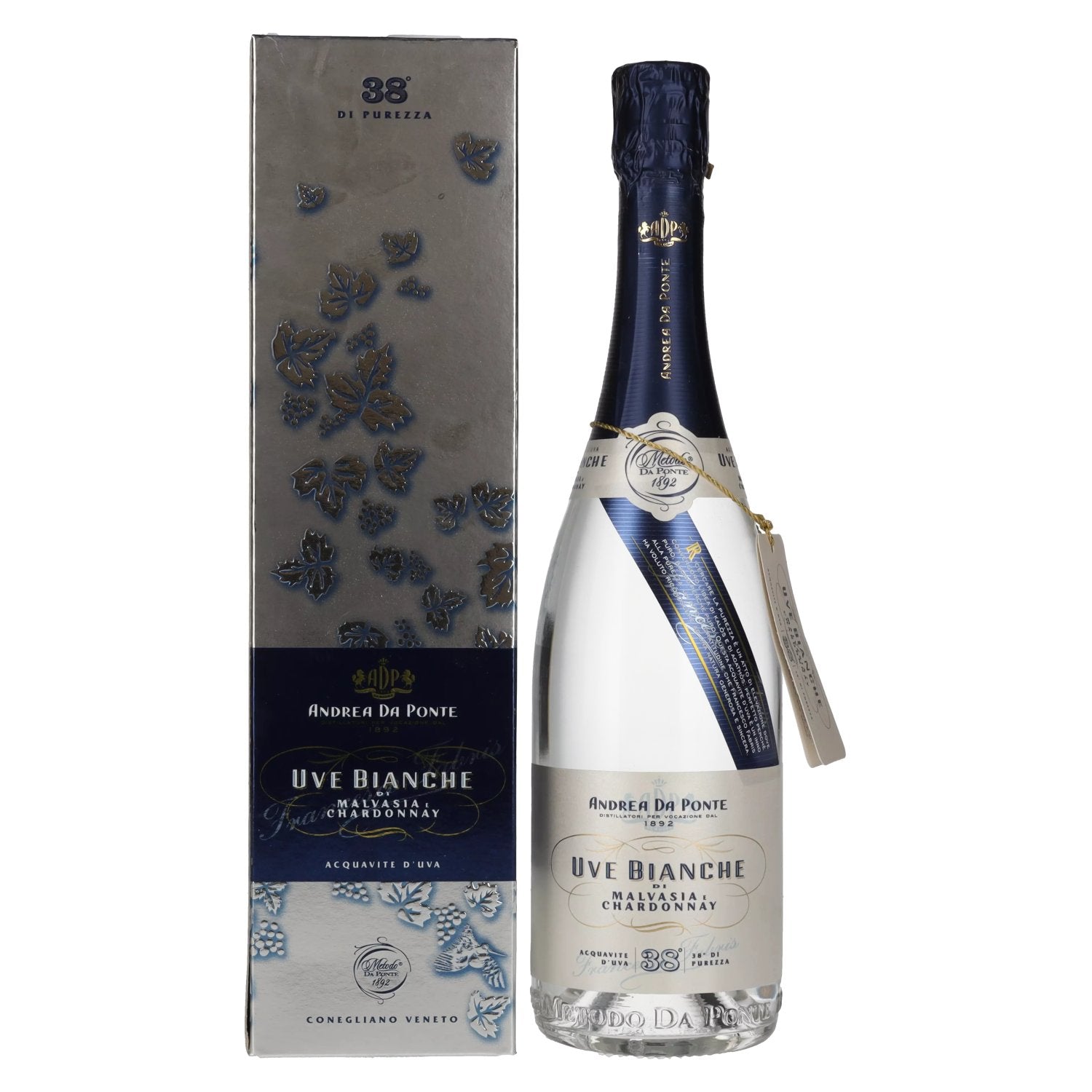 Andrea Da Ponte Uve Bianche di Malvasia e Chardonnay 38% Vol. 0,7l in geschenkverpakking