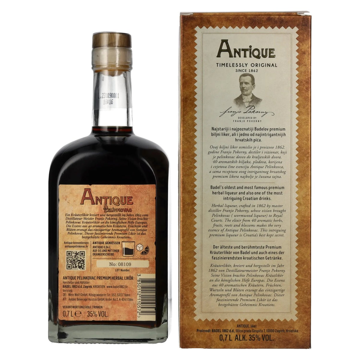 Badel Antique Pelinkovac Premium Herbal Liqueur 35% Vol. 0,7l in Geschenkbox