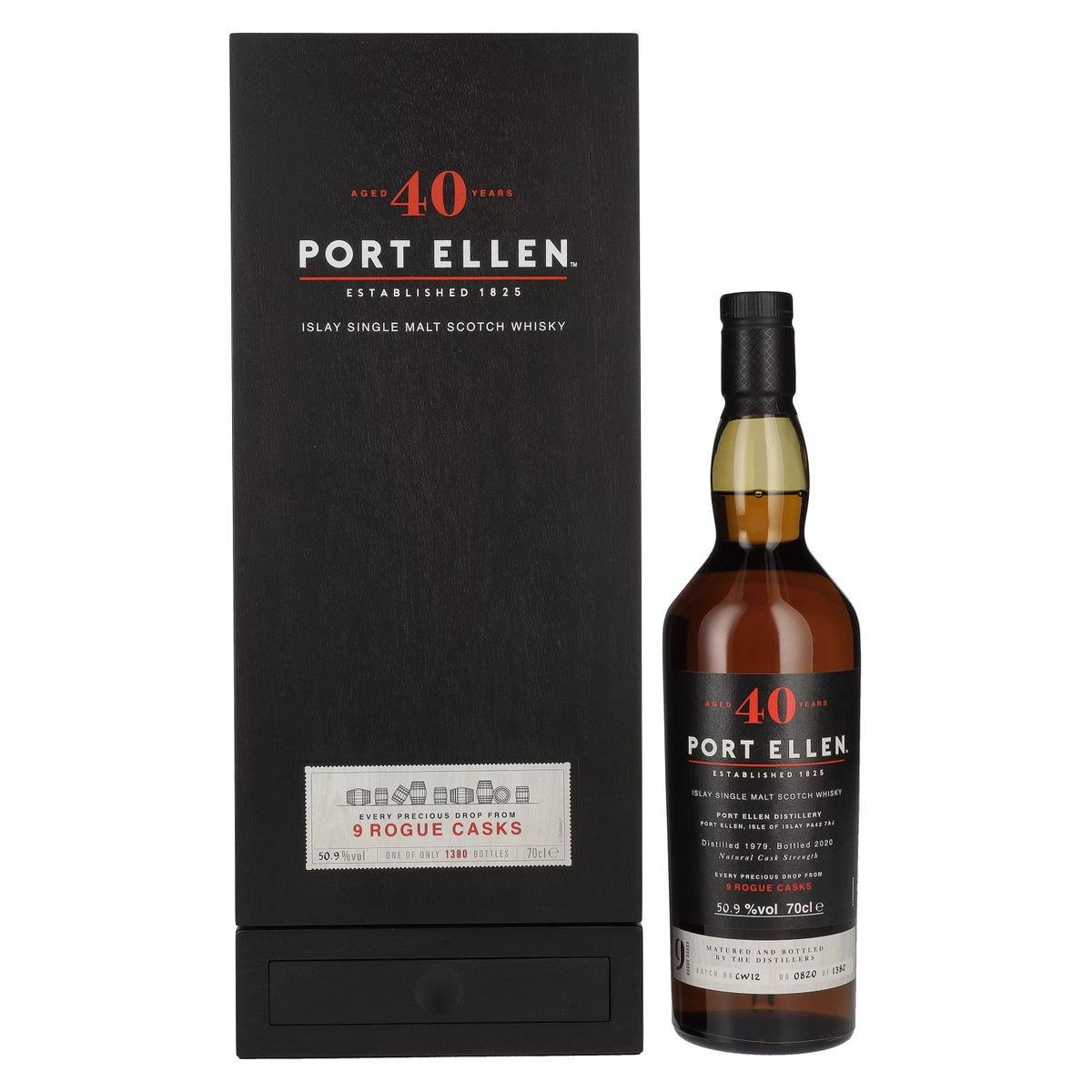 Port Ellen 40 Years Old 1979/2020 9 Rogue Casks 50.9% ABV 0.7l in a gift box