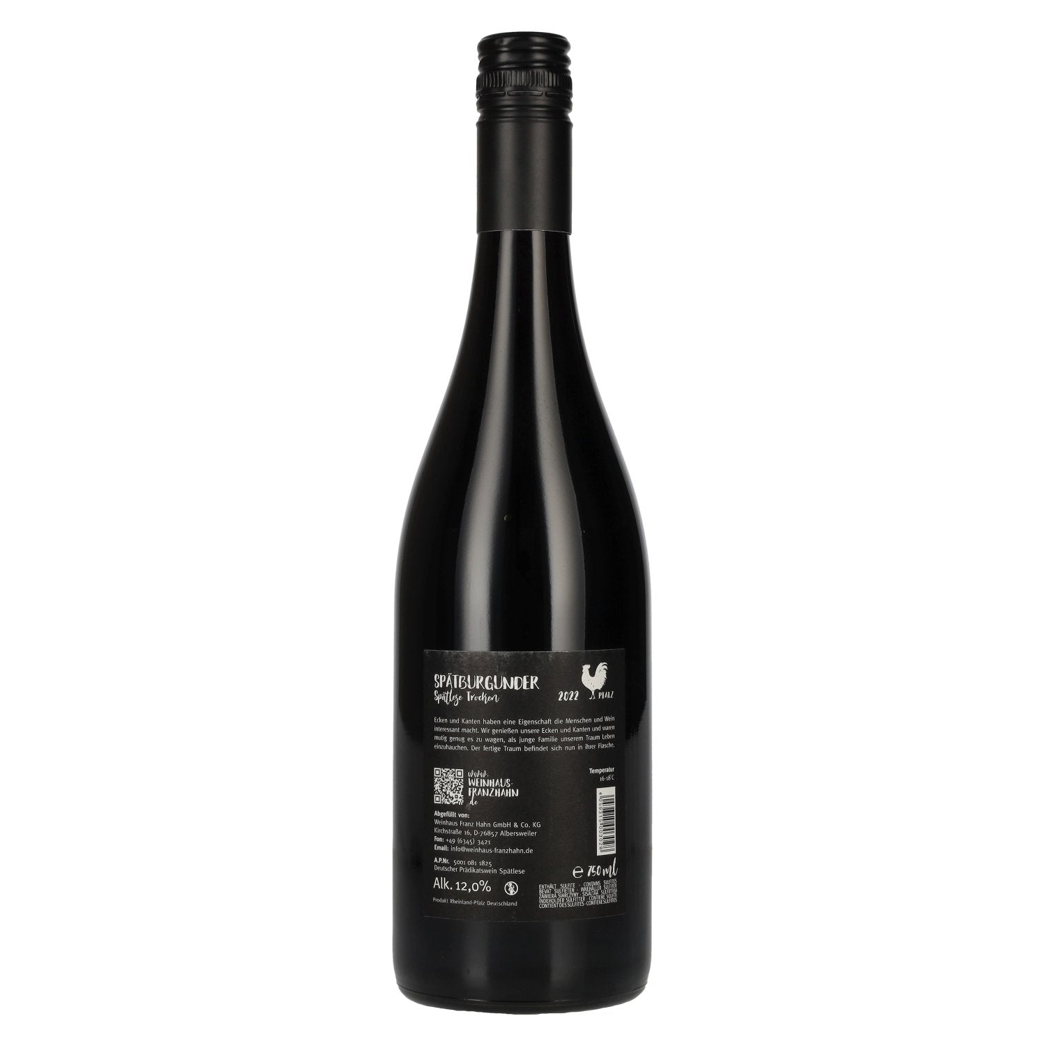 Franz Hahn Pinot Noir 2022 12% Vol. 0,75l