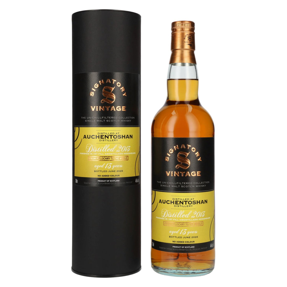 Signatory Vintage Auchentoshan 13 ans d'âge « The Un-Chillfiltered » 2013, 46 % vol., 0,7 l, dans un coffret cadeau