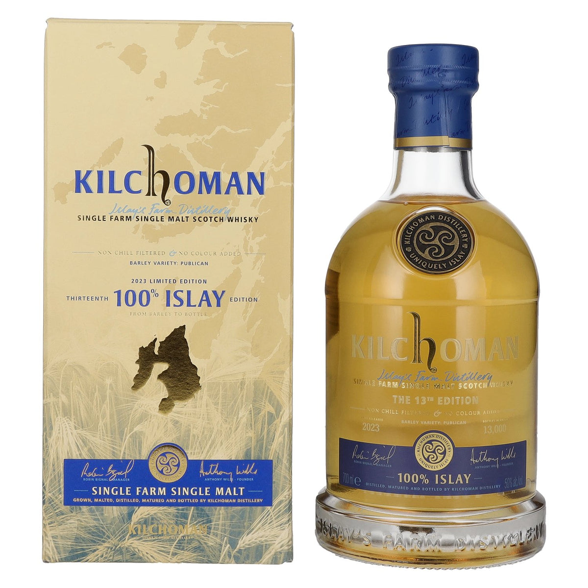 Kilchoman 100 % Islay, 13e édition 2023, 50 % vol., 0,7 l, dans un coffret cadeau