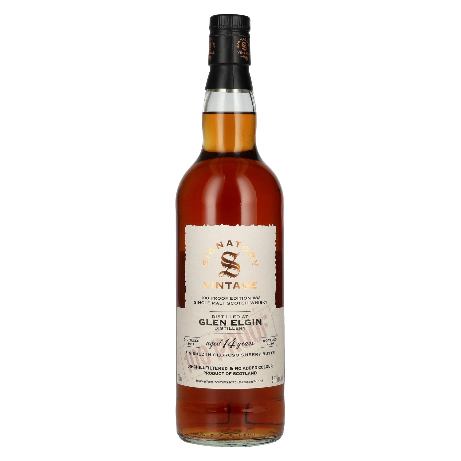 Signatory Vintage 100 Proof Edition Glen Elgin 14 jaar oude single malt #82 2011 57,1% vol. 0,7 l