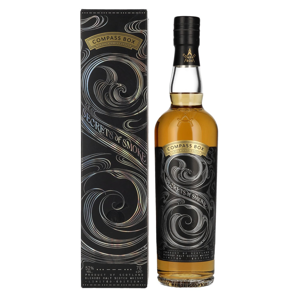 Compass Box SECRETS OF SMOKE Blended Malt Scotch Whisky 52% ABV, 0.7 litres, in a gift box
