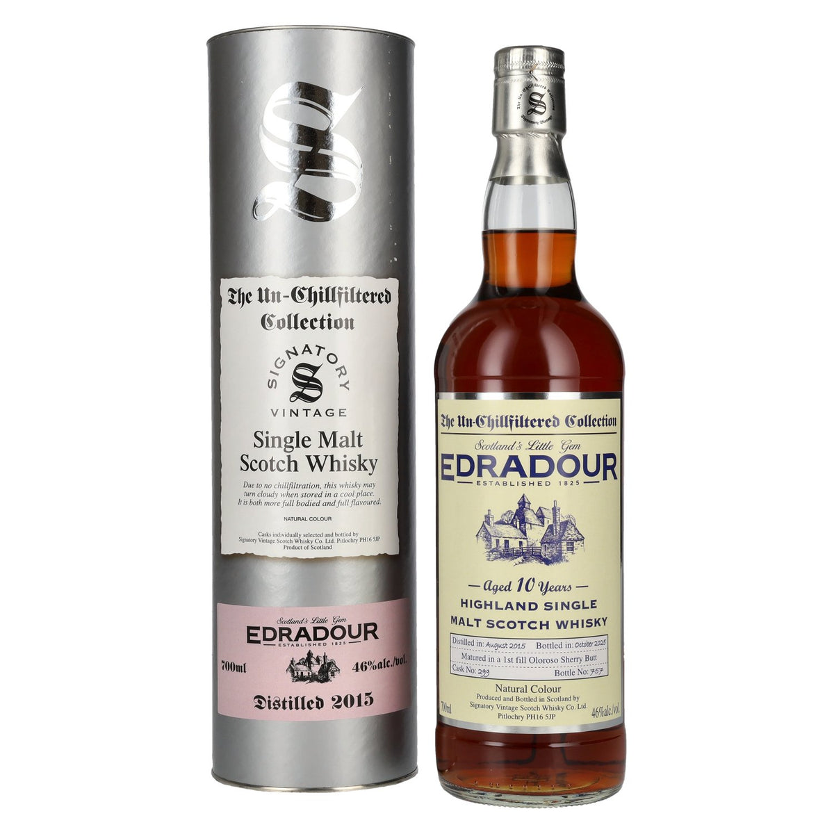 Signatory Vintage Edradour 10 Years Old The Un-Chillfiltered 2015 46% vol. 0.7 l in a gift box