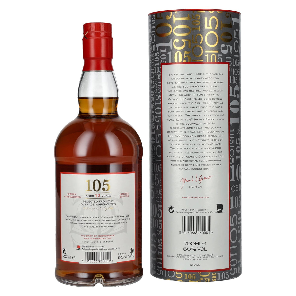 Glenfarclas 105 12 Years Old Highland Single Malt The Hourglass Limited Edition 60% Vol. 0,7l in Geschenkbox
