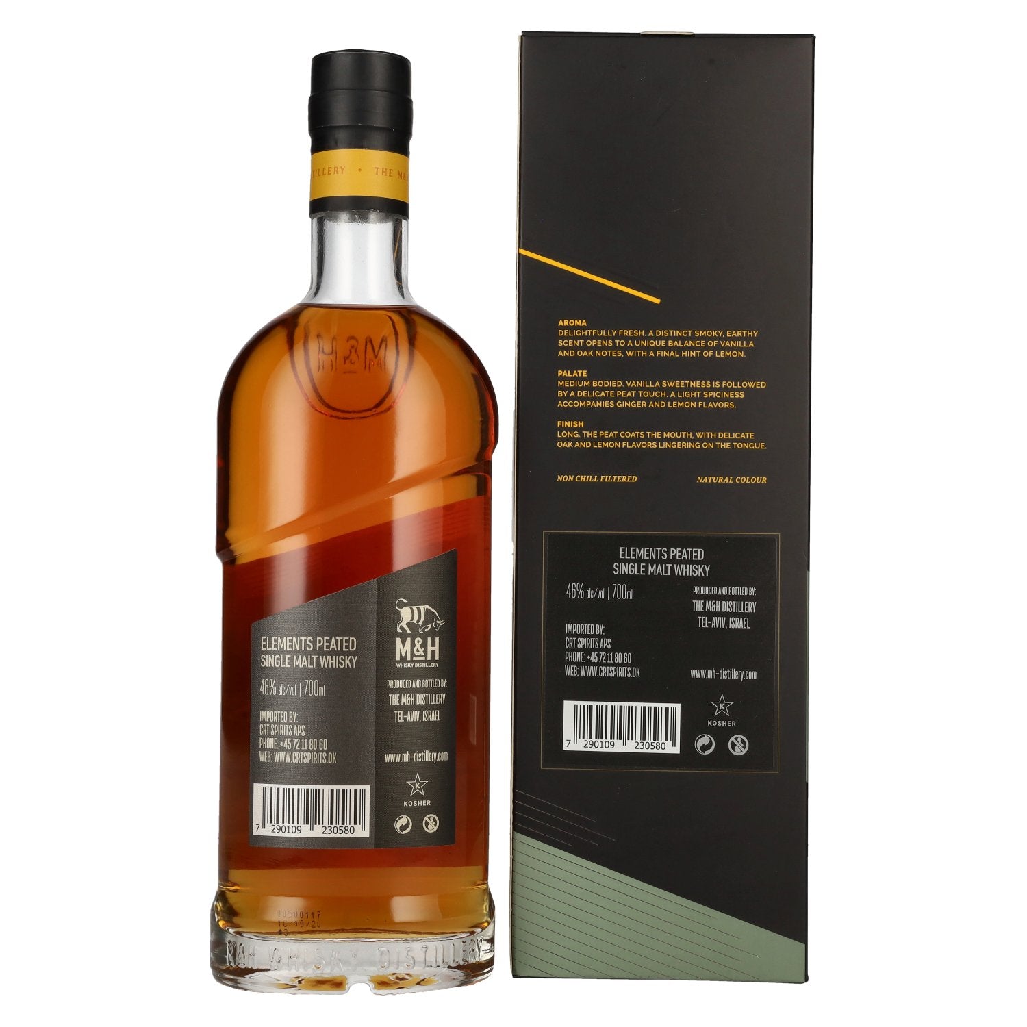 M&H ELEMENTS Peated Single Malt Whisky 46% Vol. 0,7l in Geschenkbox