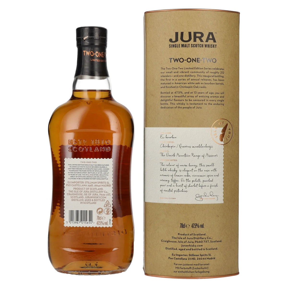 Jura 13 Years Old TWO ONE TWO Single Malt Scotch Whisky 47.5% ABV 0.7l in a gift box