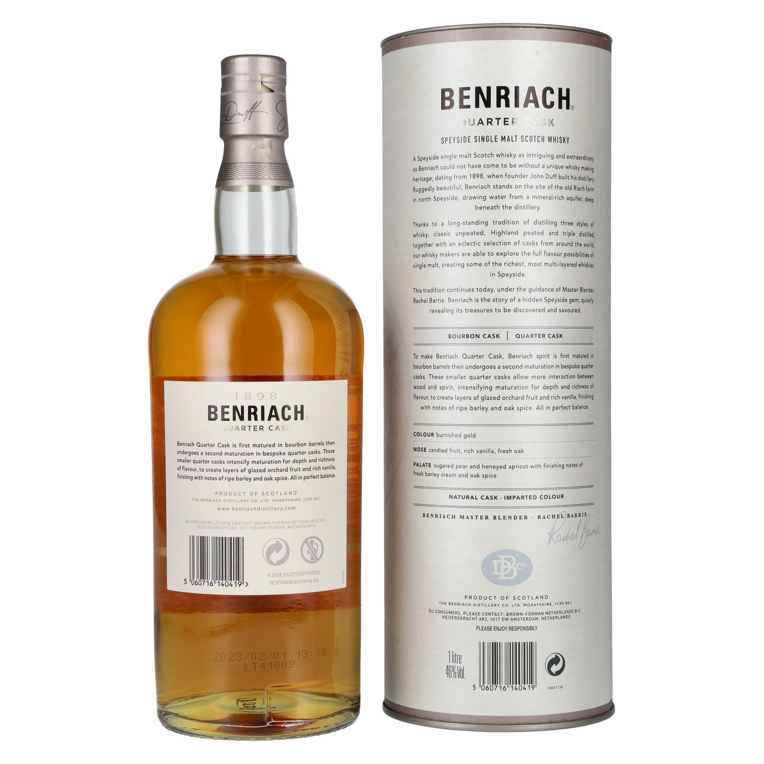 De BenRiach CLASSIC QUARTER CASKS Single Malt Scotch Whisky 46% Vol. 1l in geschenkverpakking