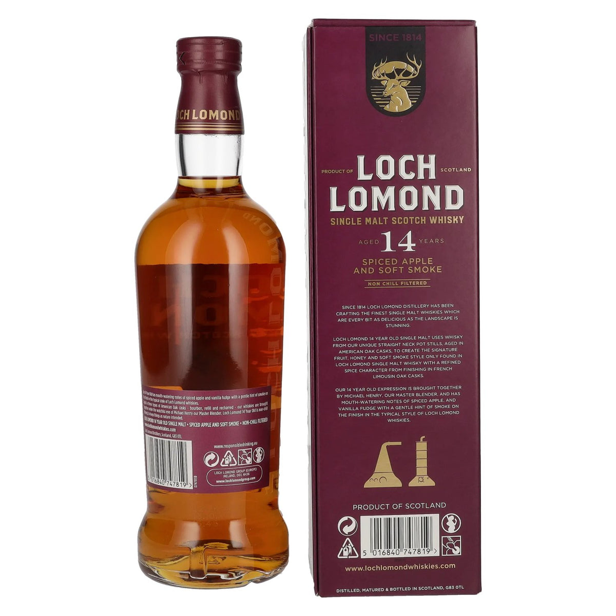 Loch Lomond 14 Year Old Single Malt Spiced Apple and Soft Smoke 46% ABV 0.7l in a gift box