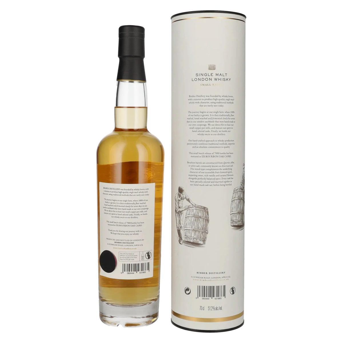 Bimber EX-BOURBON Oak Casks Single Malt London Whisky Batch No. 4 51.2% ABV 0.7l in a gift box