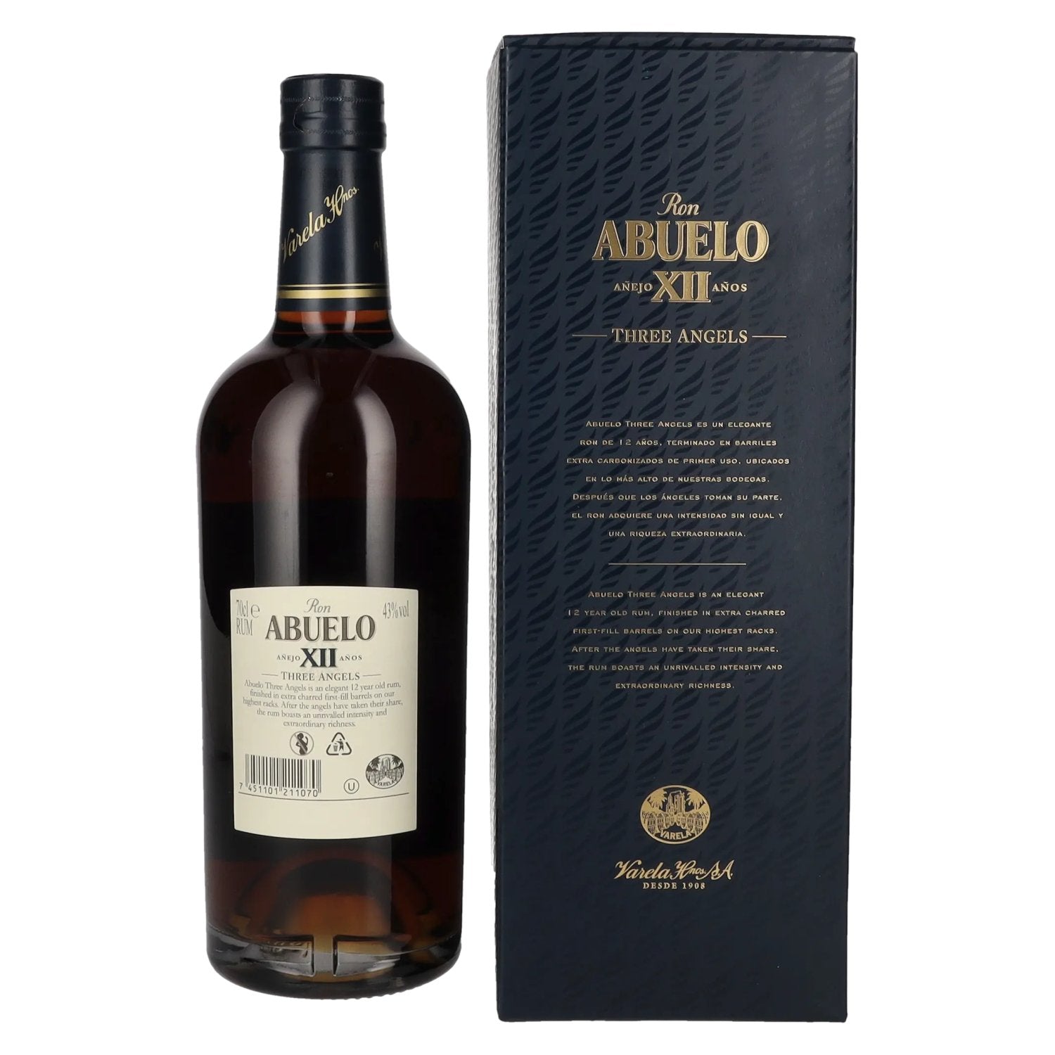 Ron Abuelo XII Años THREE ANGELS Dubbelgerijpt 43% Vol. 0,7l in geschenkverpakking