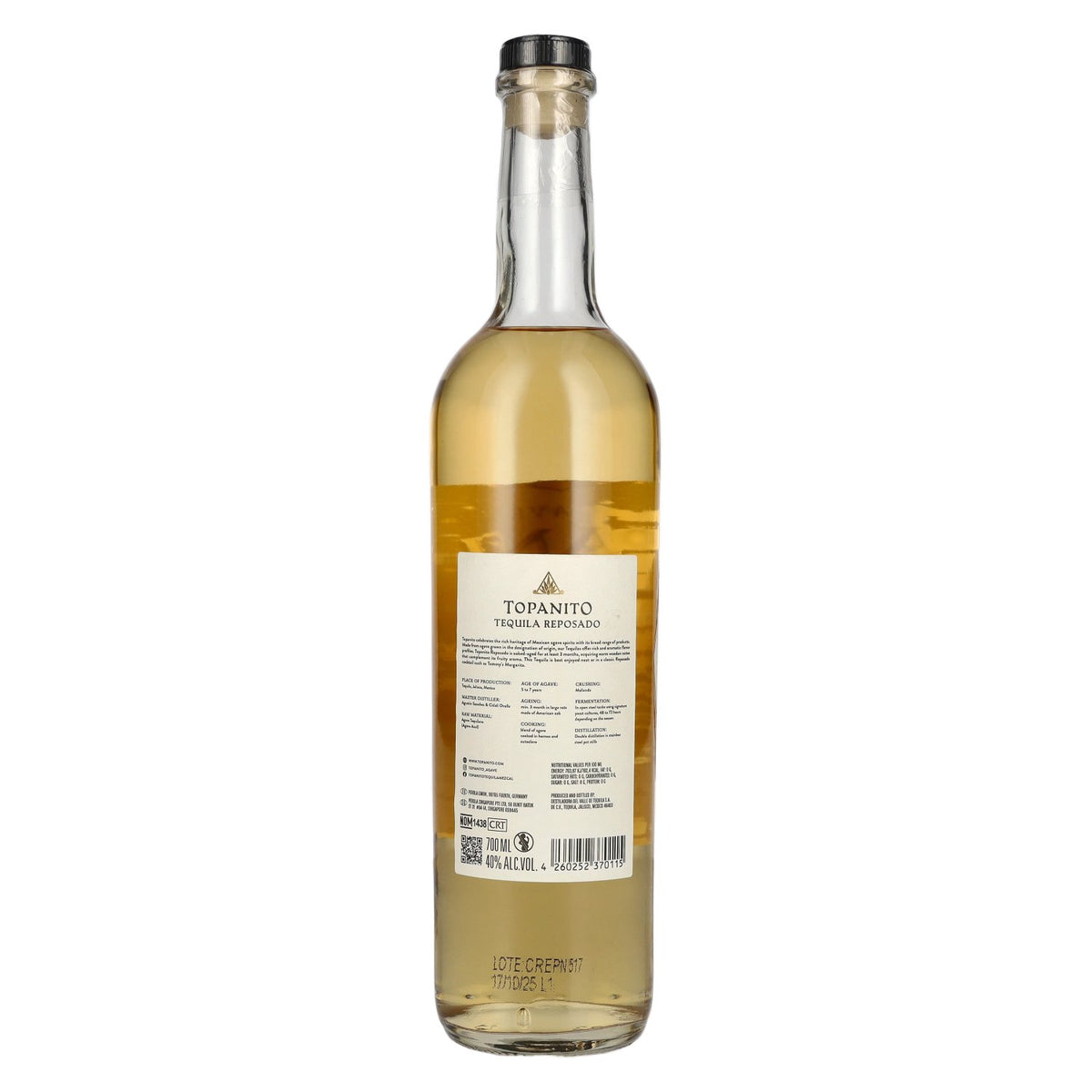 Tequila Topanito Reposado 100 % agave bleu, 40 % vol., 0,7 l